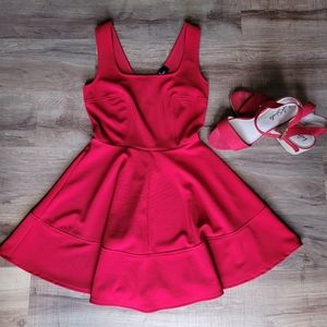 Lulus Red Fit and Flare Dress Size Large